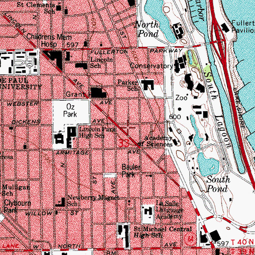 Topographic Map of Augustana Hospital, IL