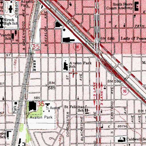 Topographic Map of Avalon Park Community Church of the United Church of Christ, IL