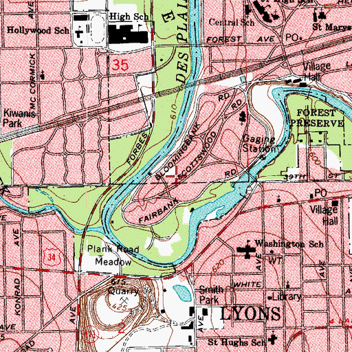 Topographic Map of Avery Coonley House, IL