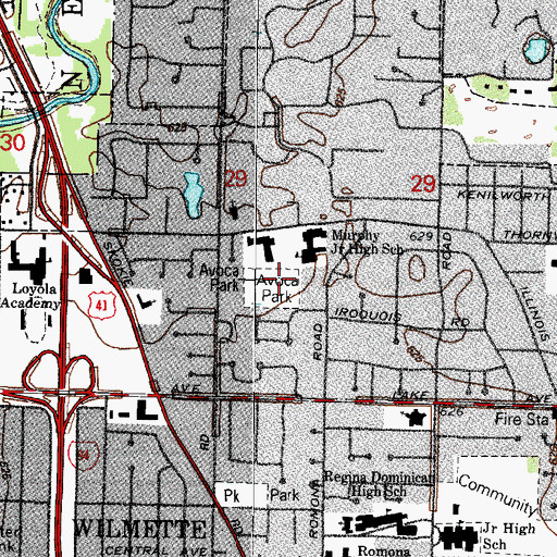 Topographic Map of Avoca Park, IL