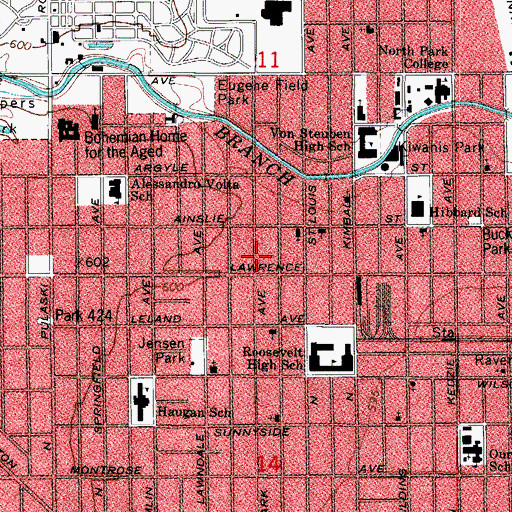 Topographic Map of A-AA-A Lincoln Driving School, IL