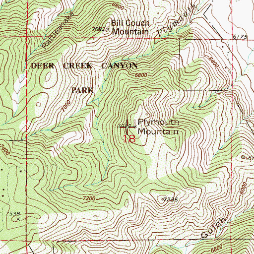 Topographic Map of Plymouth Mountain, CO