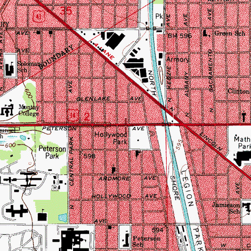 Topographic Map of Bais Yaakov High School, IL