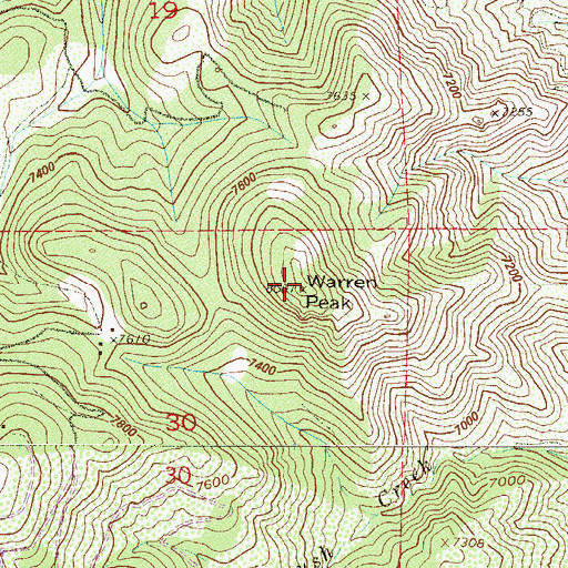 Topographic Map of Warren Peak, CO