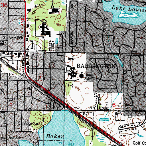 Topographic Map of Barrington Middle School Station Campus, IL
