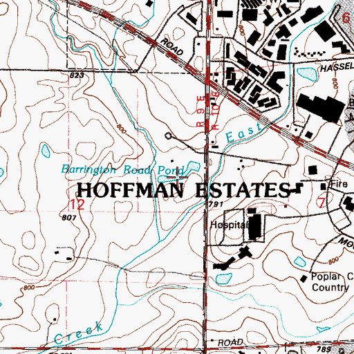 Topographic Map of Barrington Road Pond, IL
