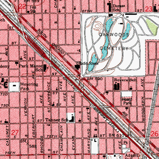 Topographic Map of Basic Skills Institute, IL