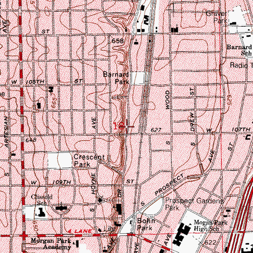 Topographic Map of Beacon Therapeutic School, IL