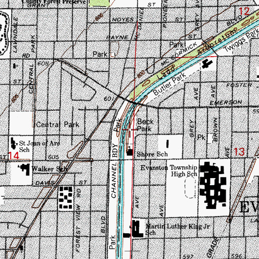Topographic Map of Beck Park, IL