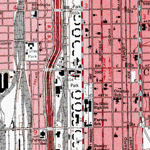 Topographic Map of Beethoven Elementary School, IL