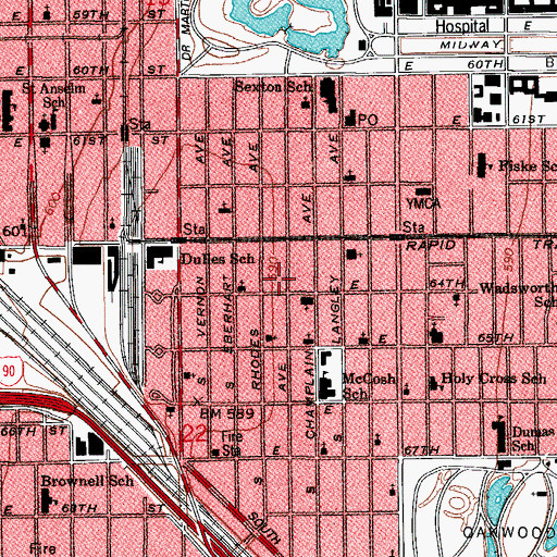 Topographic Map of Bells Music Studio, IL