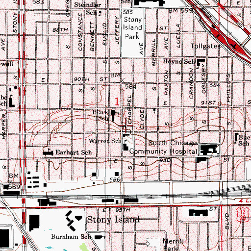 Topographic Map of Bethany Lutheran Church, IL
