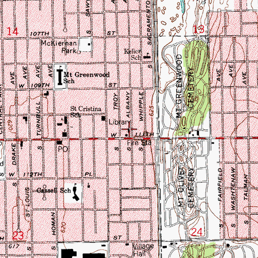Topographic Map of Bethel United Methodist Church, IL