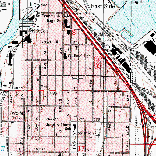 Topographic Map of Bethesda Evangelical Lutheran Church, IL
