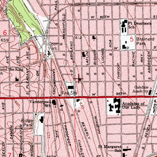 Topographic Map of Beverly Hills Seventh Day Adventist Church, IL