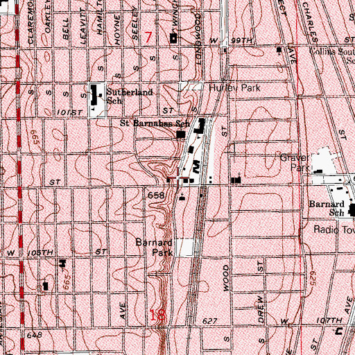 Topographic Map of Beverly Unitarian Church, IL