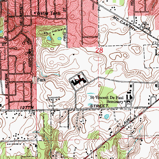 Topographic Map of Blessed Jurgis Matulaitis Lithuanian Catholic Mission, IL