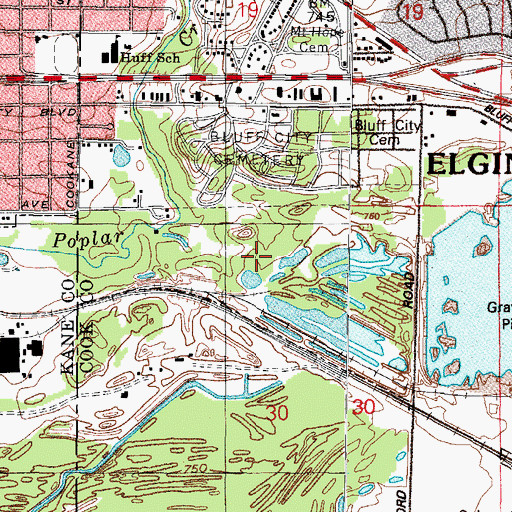 Topographic Map of Bluff Spring Fen, IL