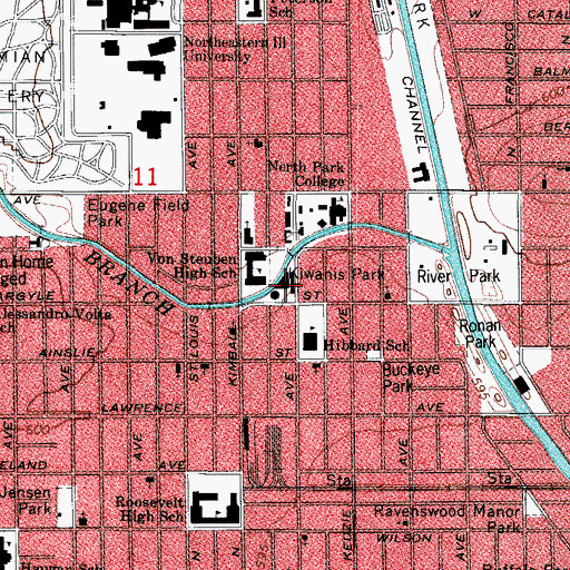 Topographic Map of Burgh Hall, IL
