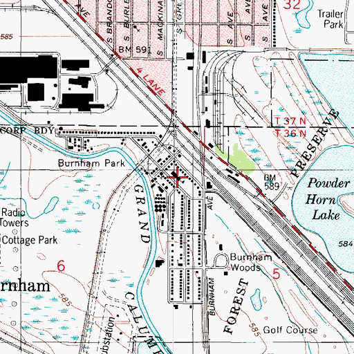 Topographic Map of Burnham Elementary School, IL