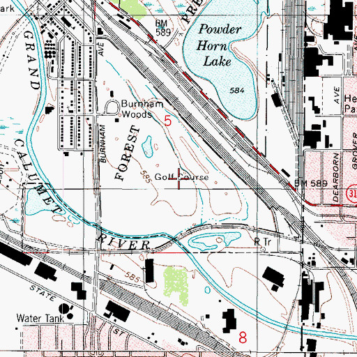 Topographic Map of Burnham Woods Golf Course, IL