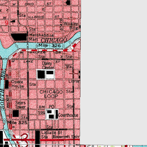 Topographic Map of Burton Estate Building, IL