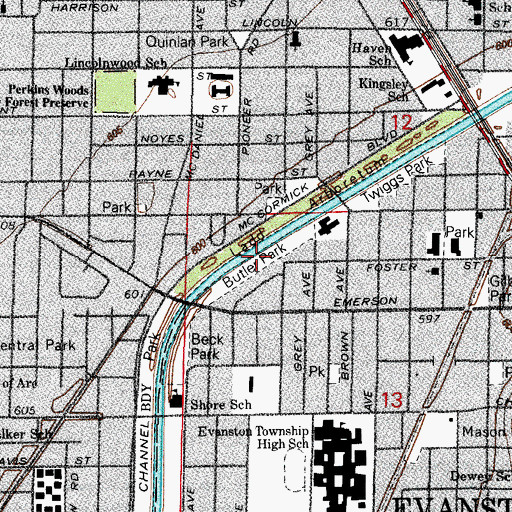 Topographic Map of Butler Park, IL