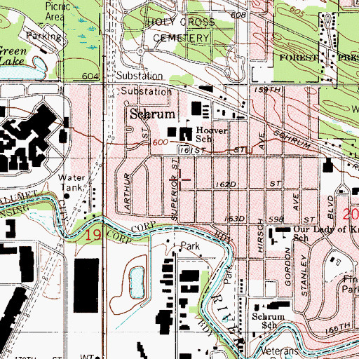 Topographic Map of Calumet City Bible Church, IL