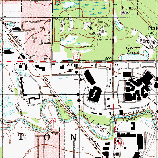 Topographic Map of Calumet City Post Office, IL