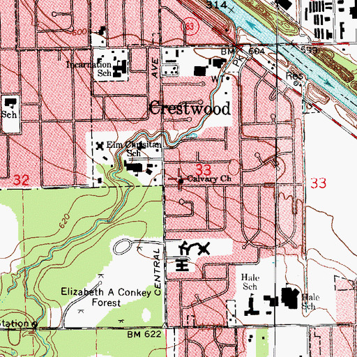 Topographic Map of Calvary Church of the Nazarene, IL