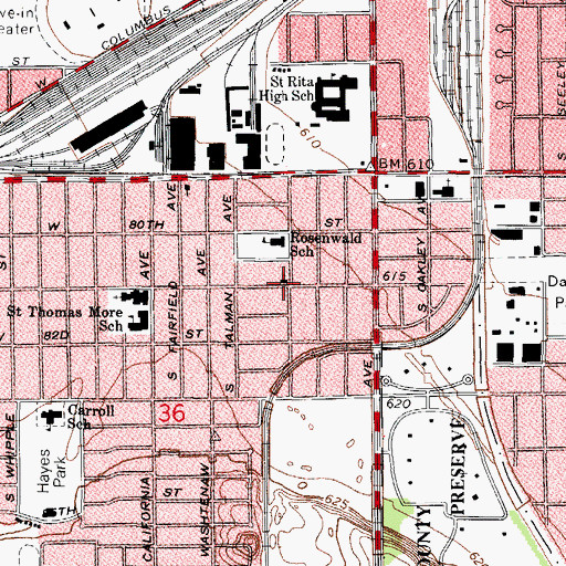 Topographic Map of Calvary Covenant Church, IL