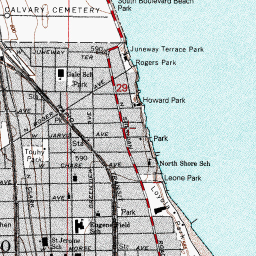 Topographic Map of Camelot School, IL