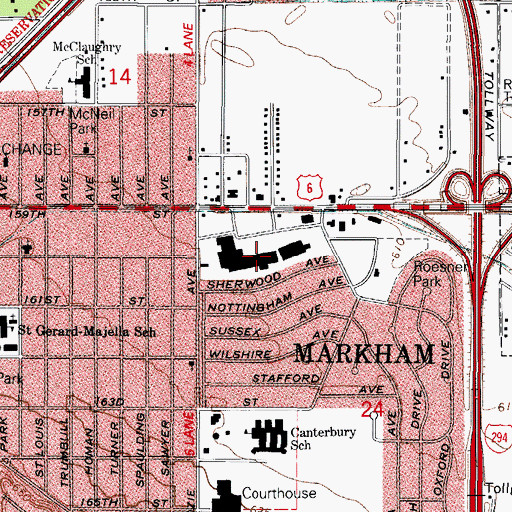 Topographic Map of Canterbury Shopping Center, IL