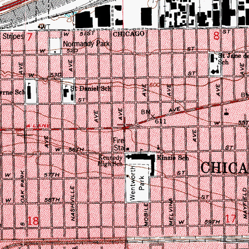Topographic Map of Capri-Garfield Ridge School of Beauty Culture, IL