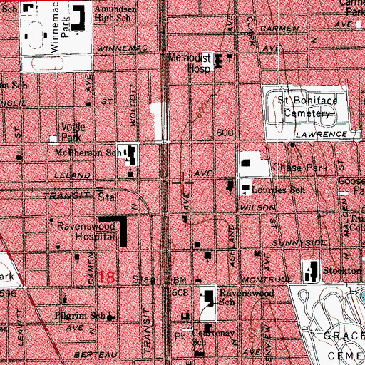 Topographic Map of Carl Sandburg House, IL