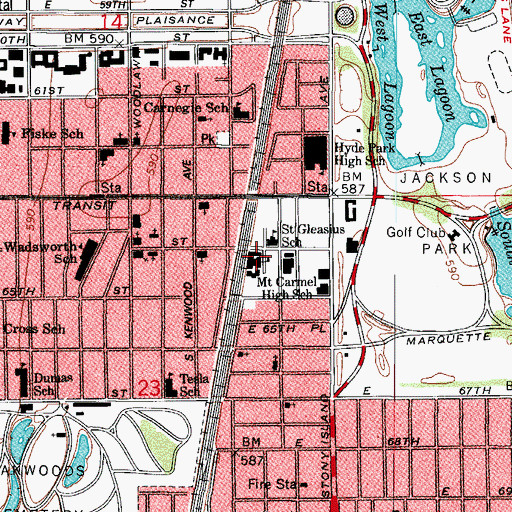 Topographic Map of Carmelite Fathers School, IL