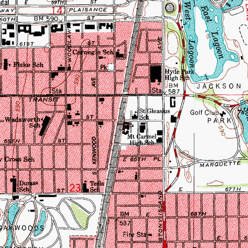 Topographic Map of Carnegie Elementary School, IL