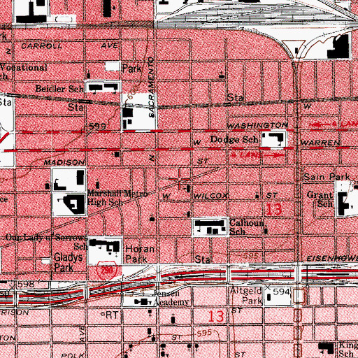 Topographic Map of Cather Elementary School, IL