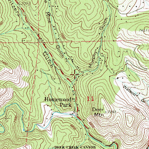 Topographic Map of Mica Mine Gulch, CO