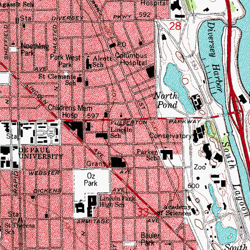 Topographic Map of Cenacle Retreat House, IL