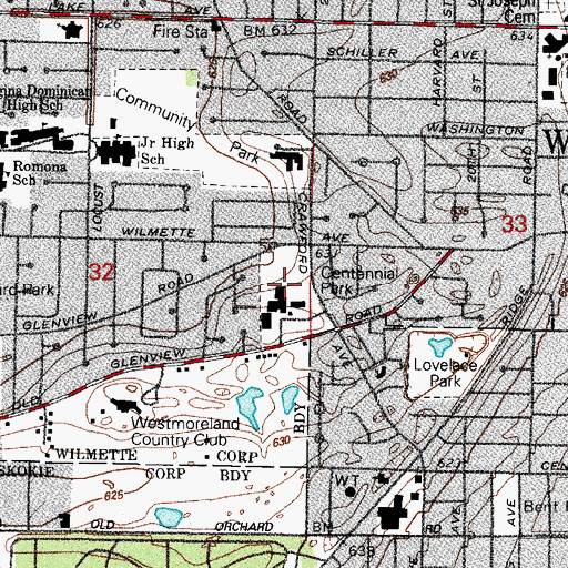 Topographic Map of Centennial Park, IL