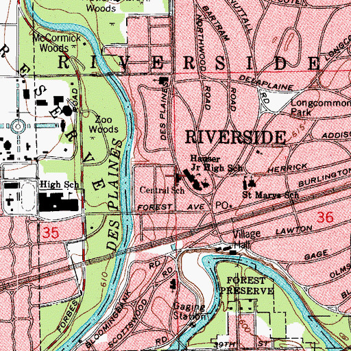 Topographic Map of Central Elementary Schools, IL