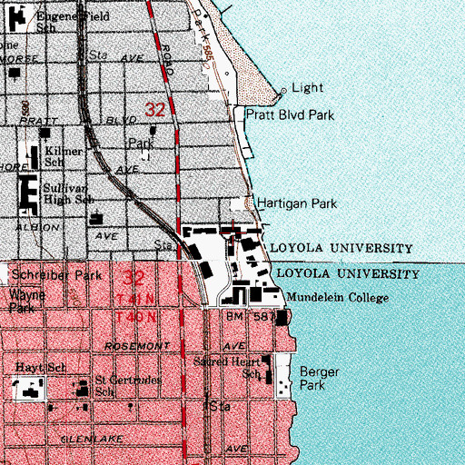 Topographic Map of Chamberlain Hall, IL