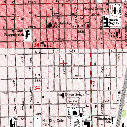 Topographic Map of Chatham Fields Lutheran Church, IL