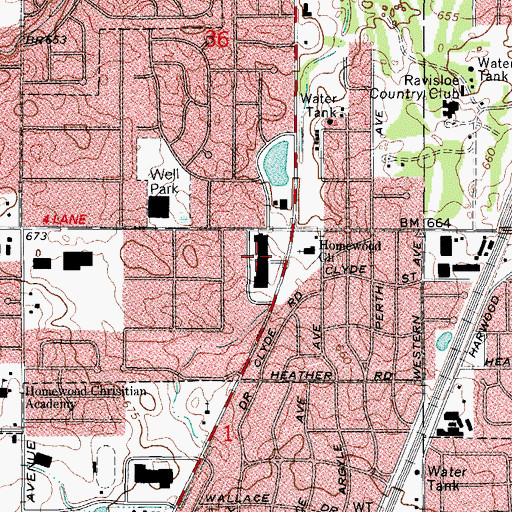 Topographic Map of Cherry Creek Shopping Center, IL