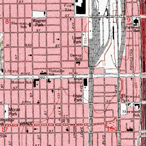 Topographic Map of Chicago Bicycle Club, IL