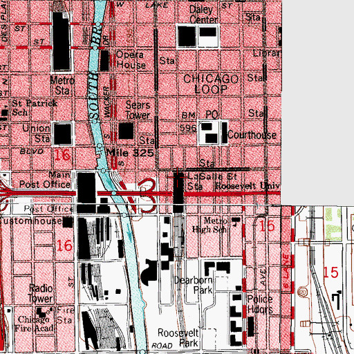 Topographic Map of Chicago Board of Options Exchange, IL