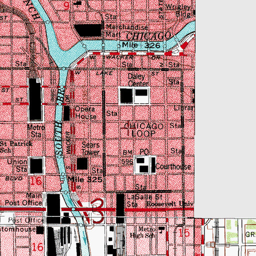 Topographic Map of Chicago Loop Synagogue, IL