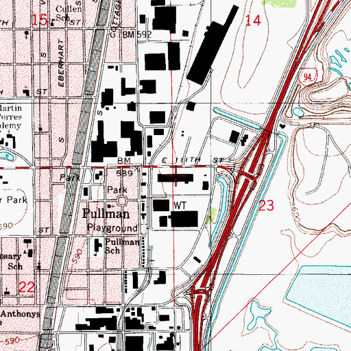 Topographic Map of Chicago Police Department District 5 Calumet, IL