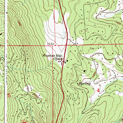 Topographic Map of Mountain High Chapel, CO
